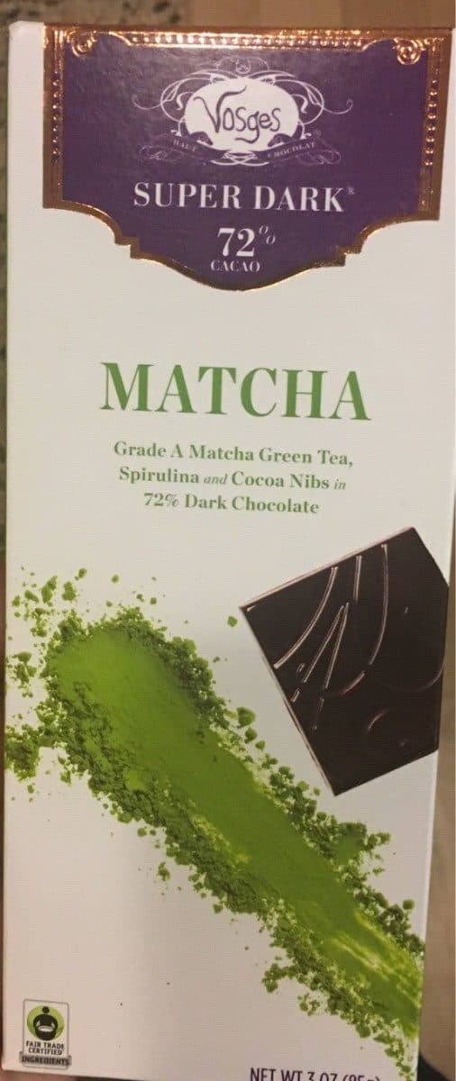 Vosges Ip Llc. Vosges, super dark, super foods + dark chocolate, matcha green tea packshot