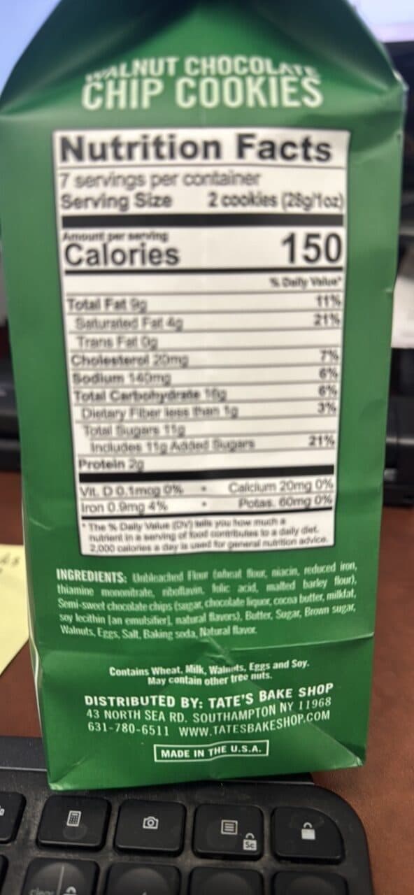 Tate's Bake Shop Walnut Chocolate Chip Cookies packshot