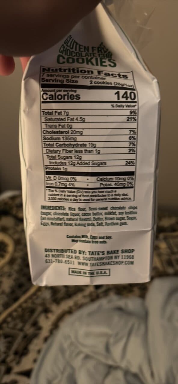 Tate's Bake Shop Gluten Free Chocolate Chip Cookies packshot