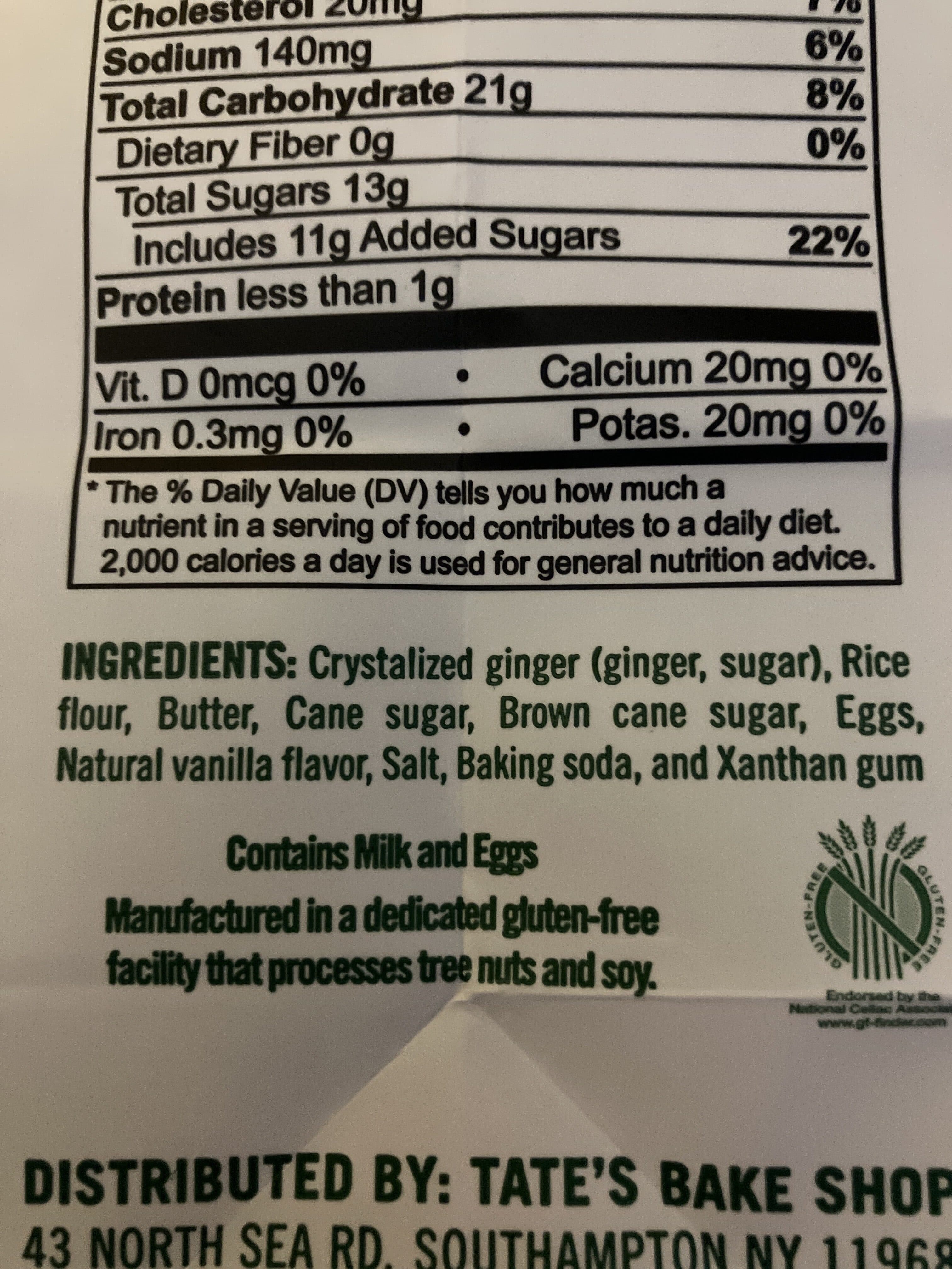 Tate's Bake Shop Gluten Free Ginger Zinger Cookies packshot