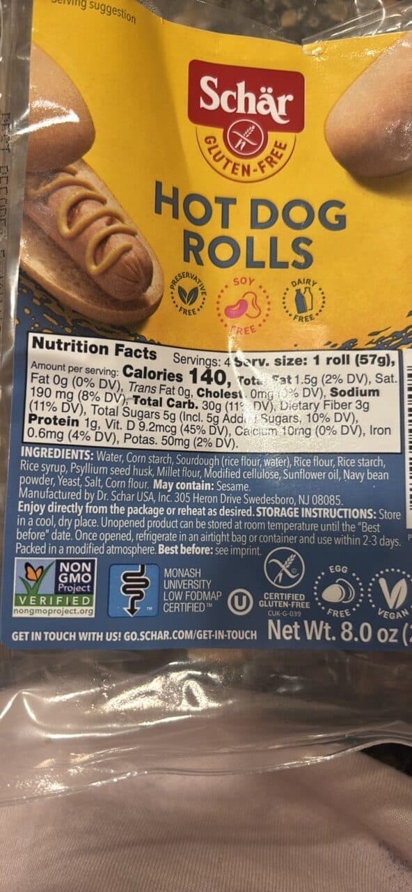 Schär Hot Dog Rolls 7.49 packshot