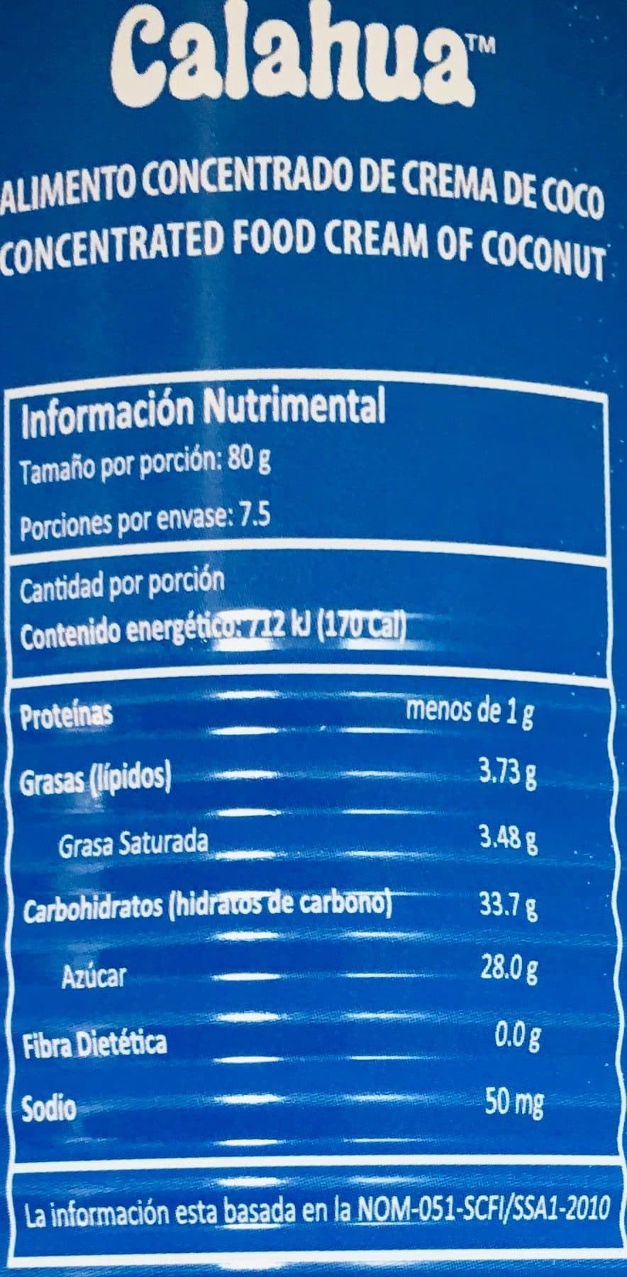 Jugos Y Bebidas Del Valle De Mexico S.A. De C.V. Calahua, Cream Of Coconut packshot