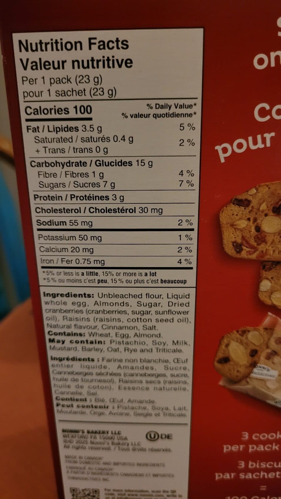 Nonni's Bakery Thin Addictives Cranberry Almond Thin Cookies packshot