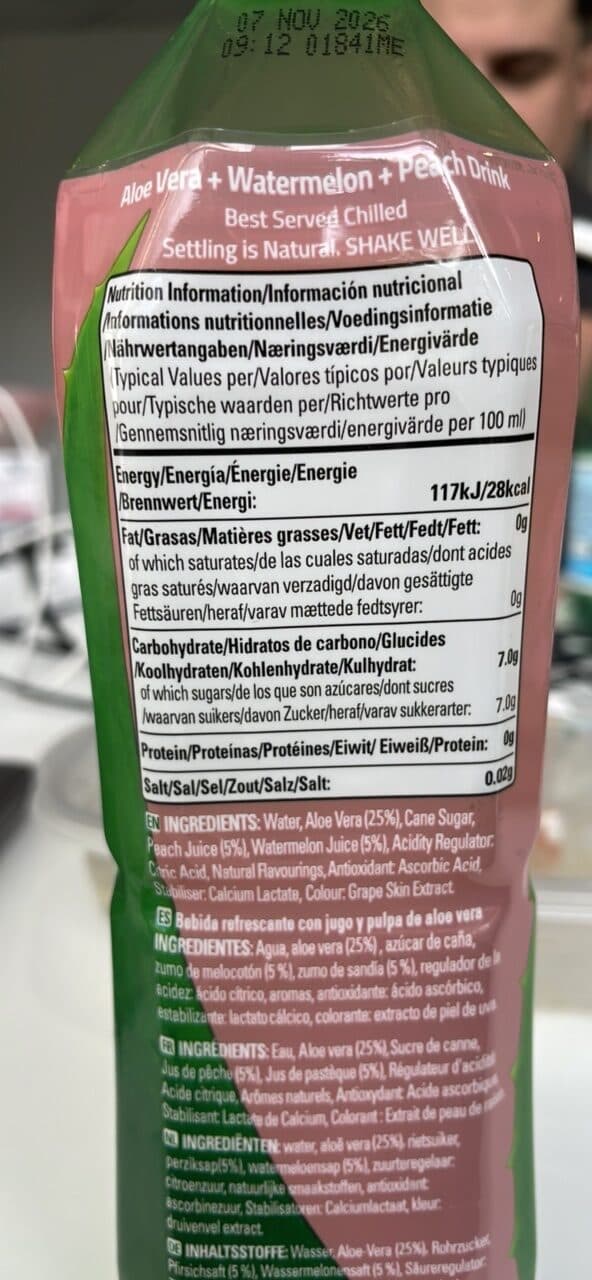 alo Aloe Vera + Watermelon + Peach Drink packshot