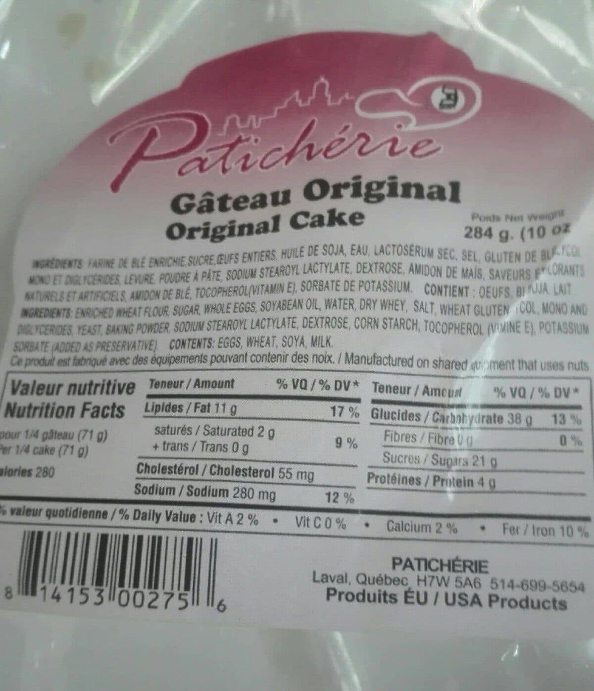 Open Food Facts Gâteau original packshot