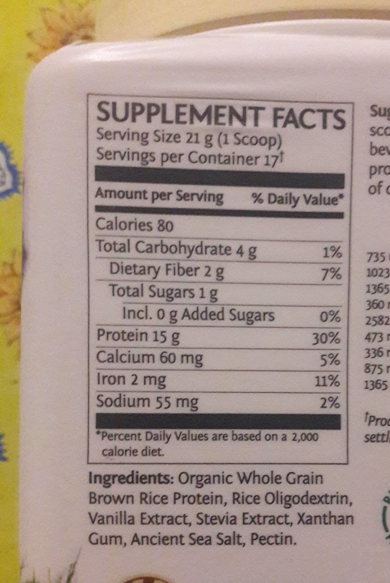 Sunwarrior Sunwarrior Classic Protein Whole Grain Brown Rice Powder Vanilla 375 Grams packshot