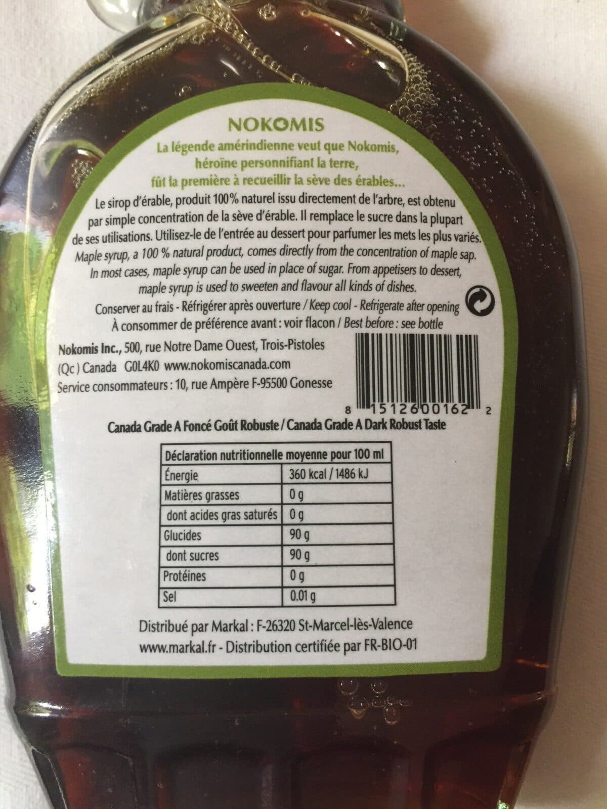 Nokomis Sirop Erable packshot