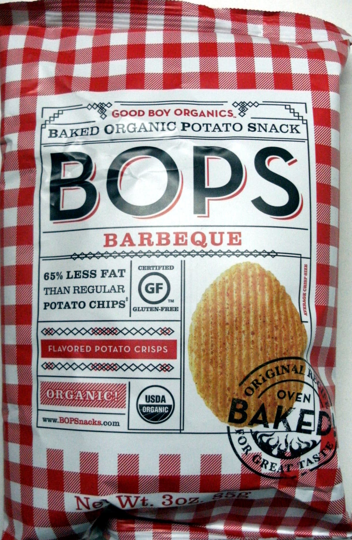 BOPS Good Boy Organics, Bops, Baked Organic Potato Snacks, Barbeque packshot