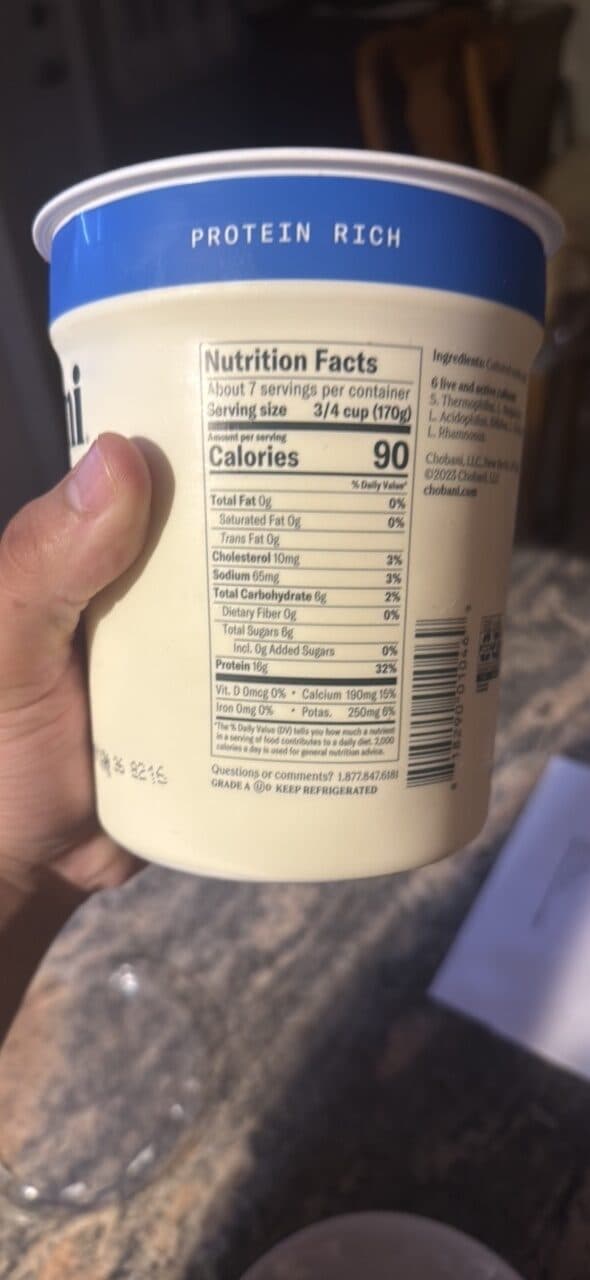 Chobani Greek Yogurt Nonfat Plain packshot