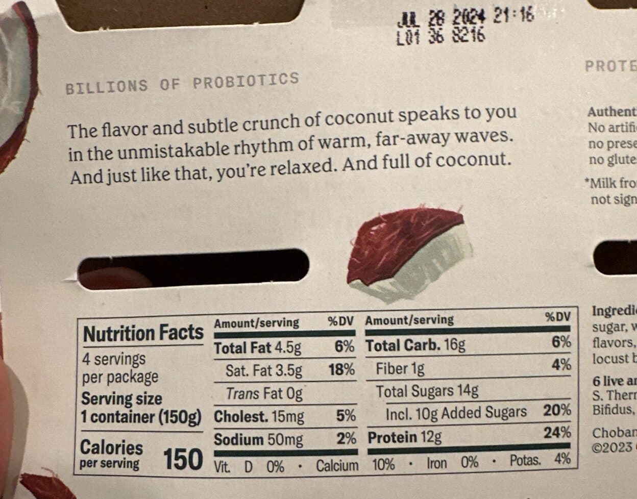 Chobani Greek Yogurt Coconut Blended packshot