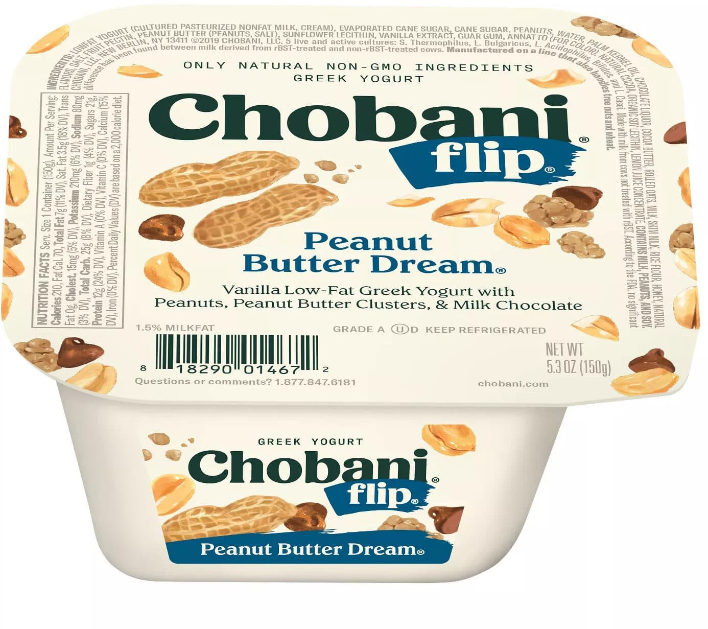 Chobani Flip Peanut Butter Dream Low Fat Greek Yogurt packshot