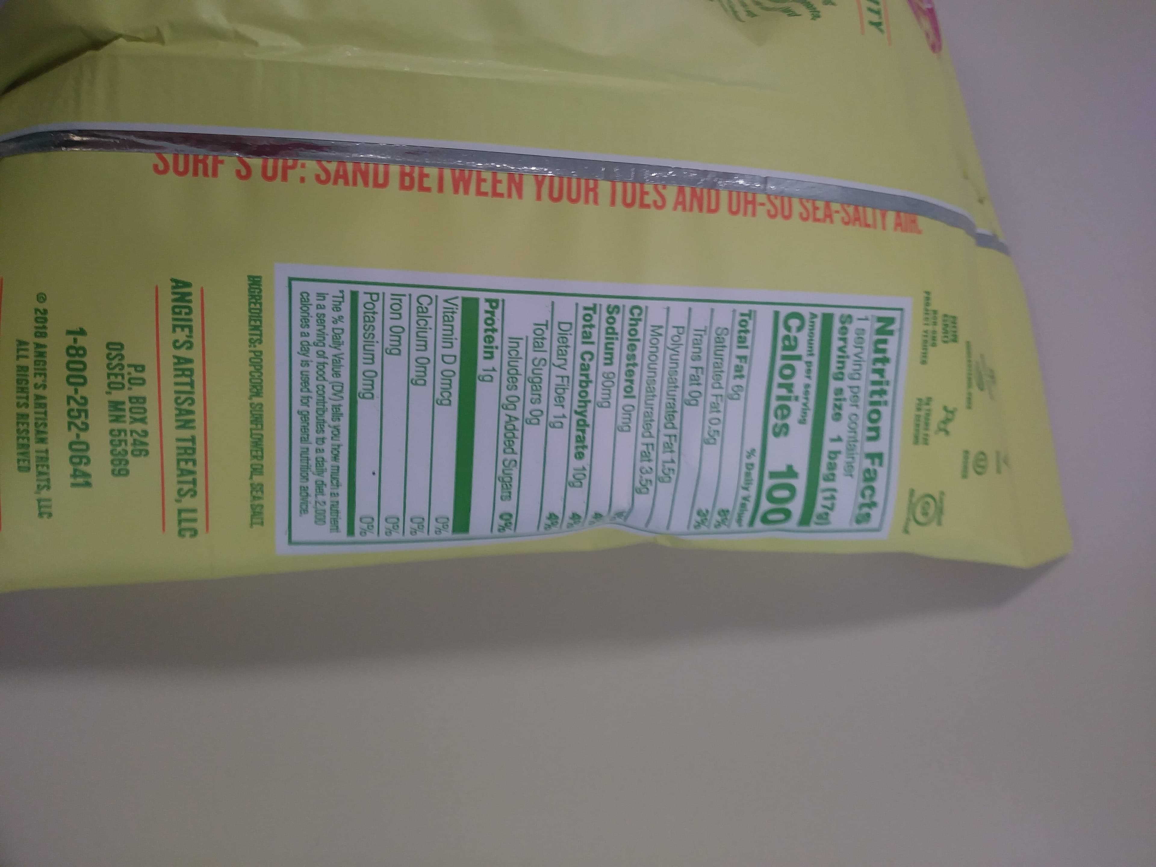 Angie's Boom Chicka Pop Sea Salt Popcorn packshot
