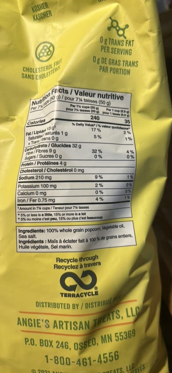 Angie's Boom Chicka Pop Sea Salt Popcorn packshot