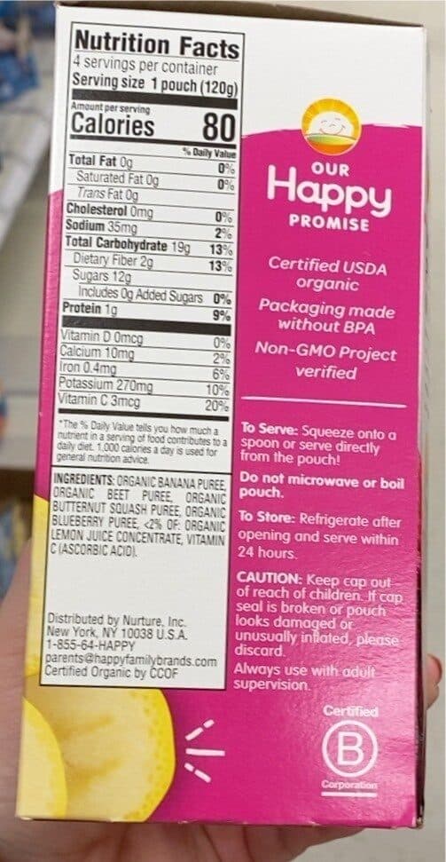 HappyTot Bananas, Beets, Squash & Blueberries - Love My Veggies: Veggie & Fruit Blend packshot