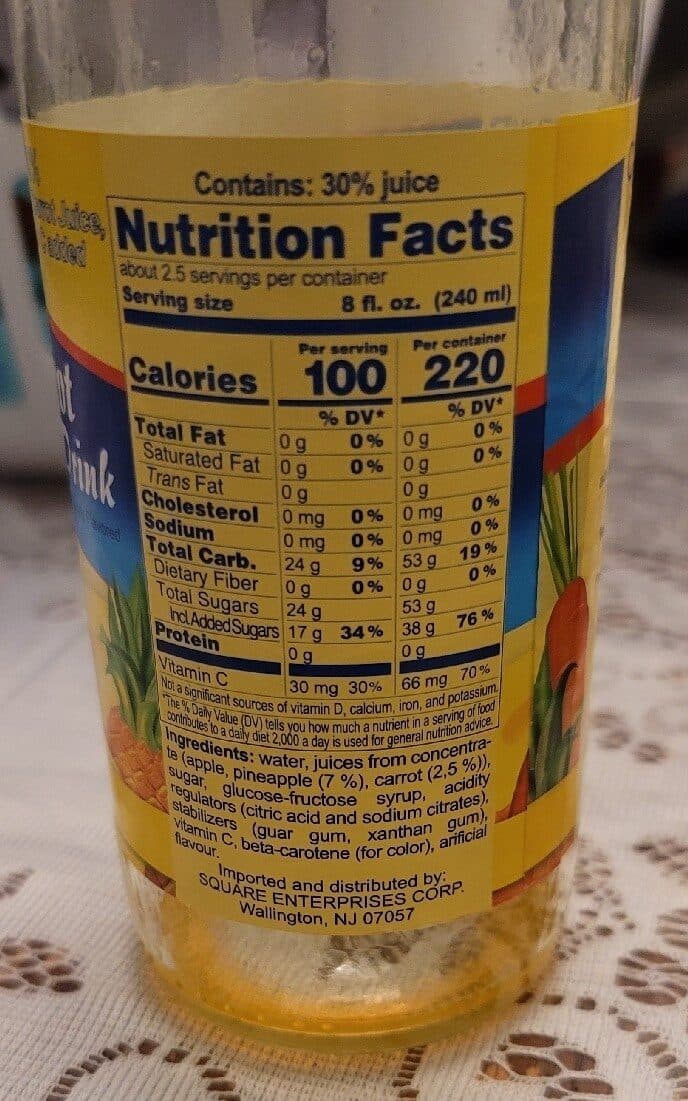 Square Enterprises Corp. Square, Juice Drink, Pineapple & Carrot packshot