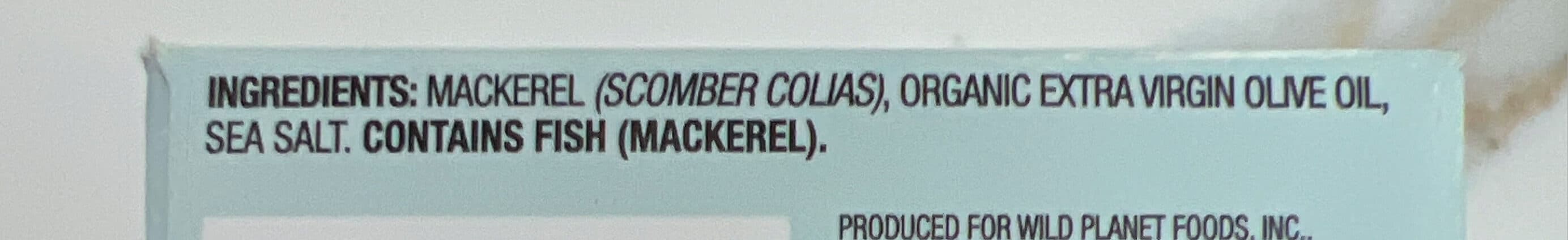 Wild Planet Wild Mackerel Skinless & Boneless Fillets In Extra Virgin Olive Oil packshot