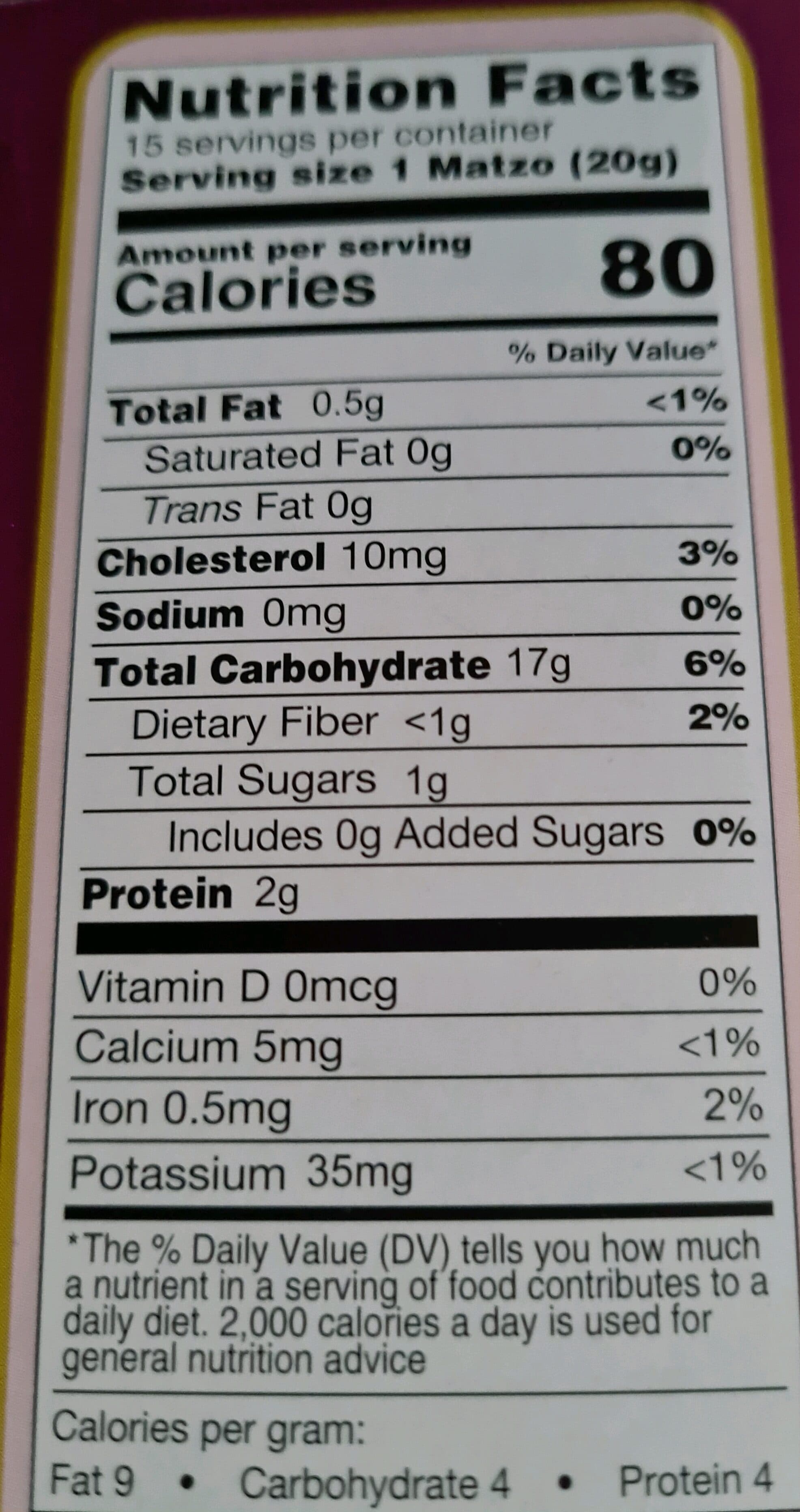 Open Food Facts Matza Aux Oeufs packshot