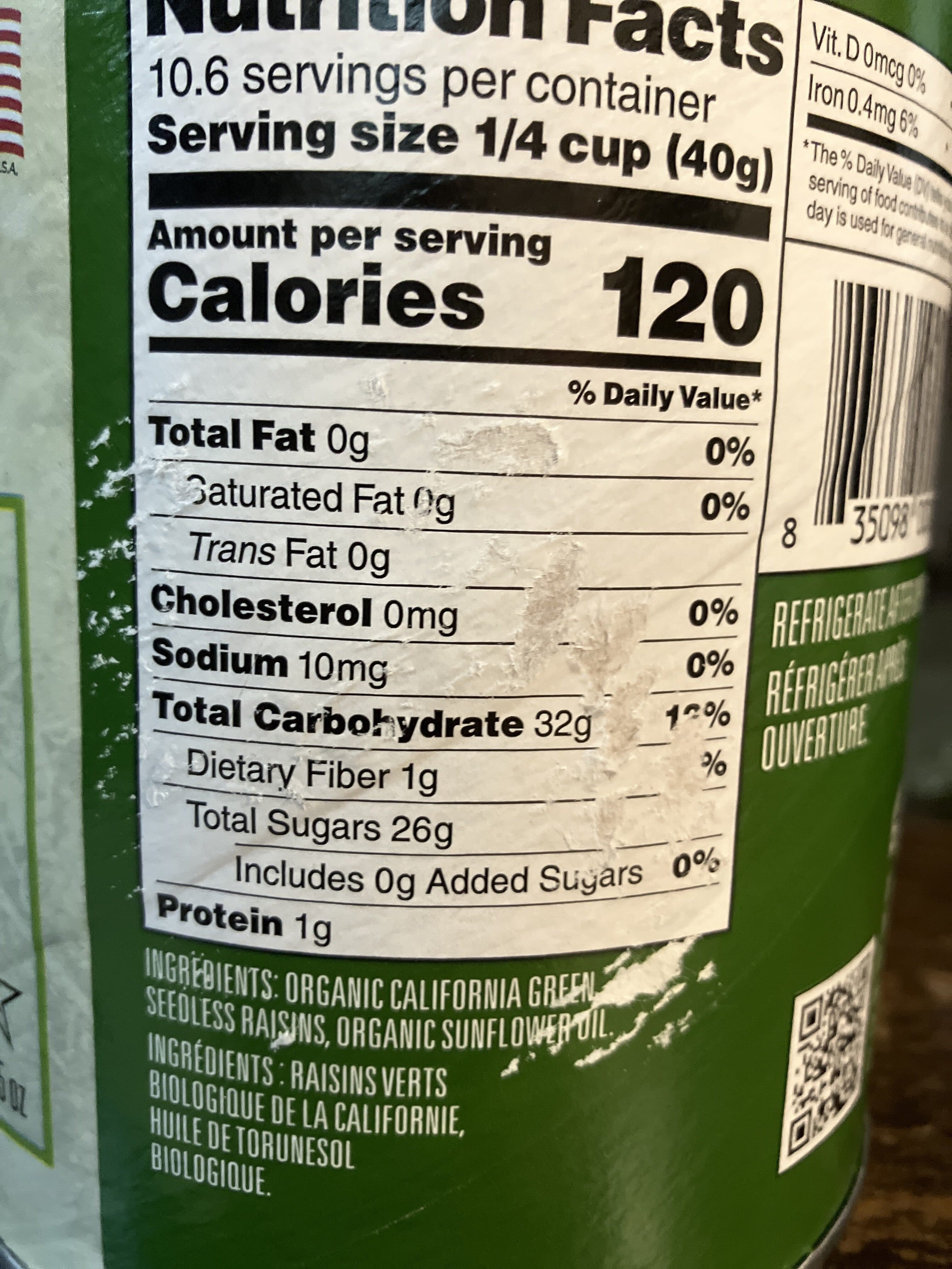 Sunview Green Seedless Raisins packshot