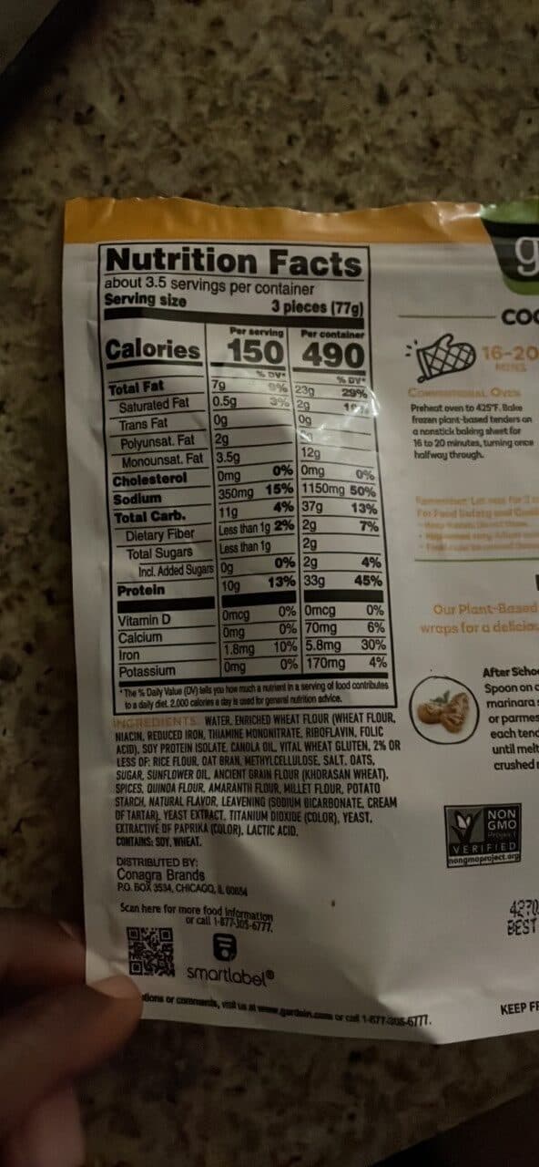 gardein plant-based seven grain crispy tenders packshot