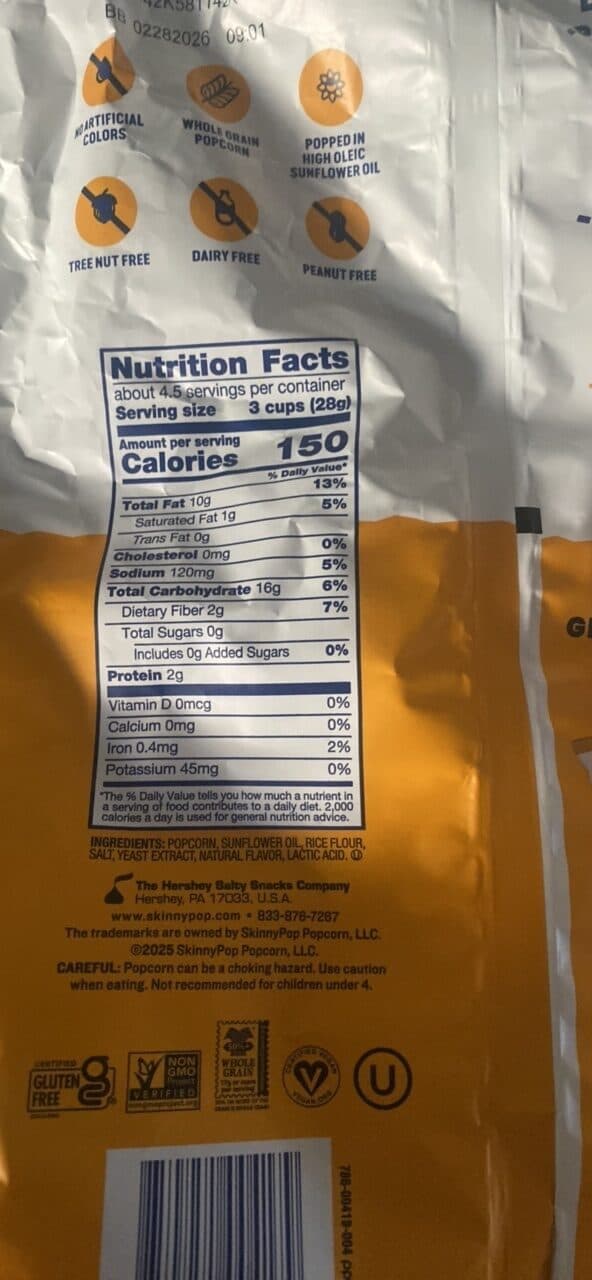 SKINNY POP WHITE CHEDDAR POPCORN packshot