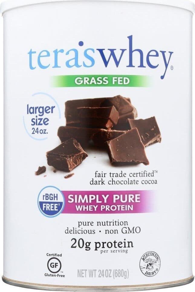 Tera's Whey Simply pure whey protein dark chocolate packshot