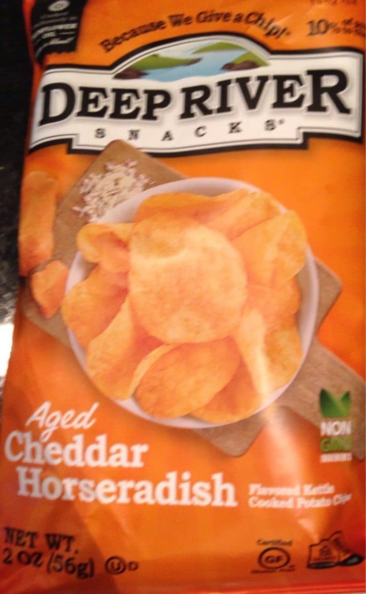 Deep River Snacks Deep river snacks, kettle cooked potato chips, aged cheddar horseradish packshot