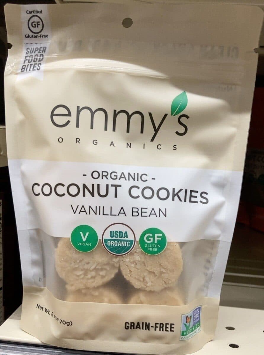 Emmy's Organics Inc. Organic Vanilla Bean Coconut Cookies packshot