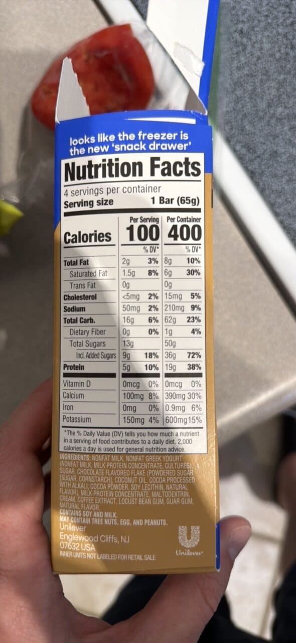 yasso coffee chocolate chip frozen greek yogurt bars packshot