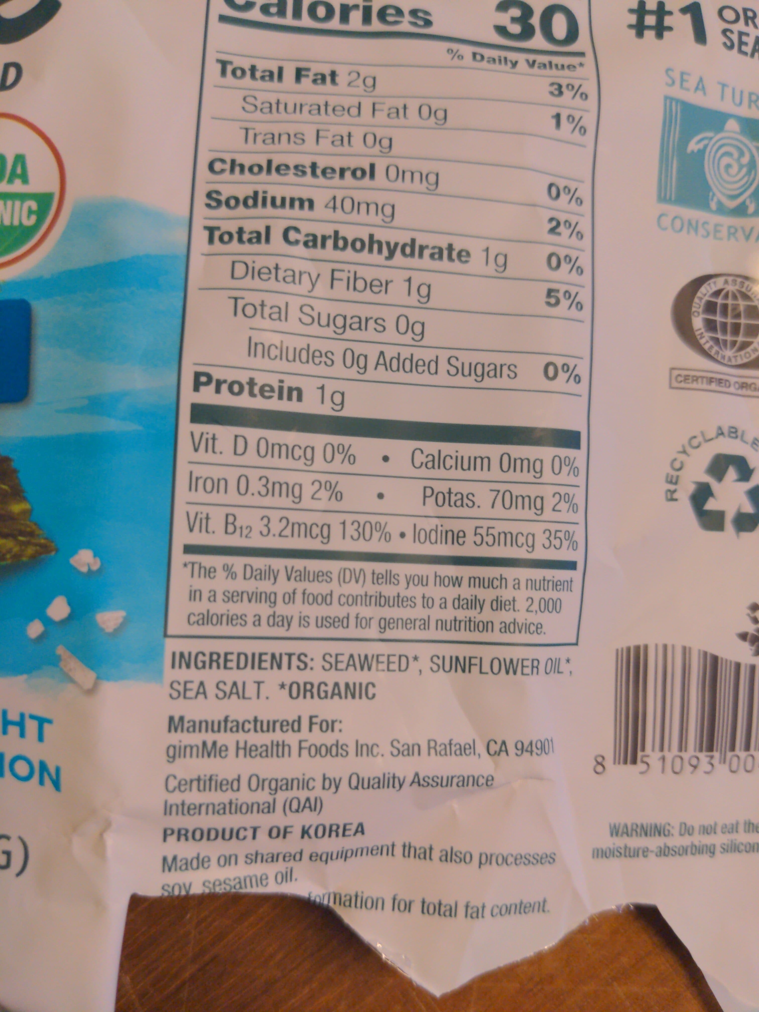 gimme Roasted Seaweed Snacks packshot