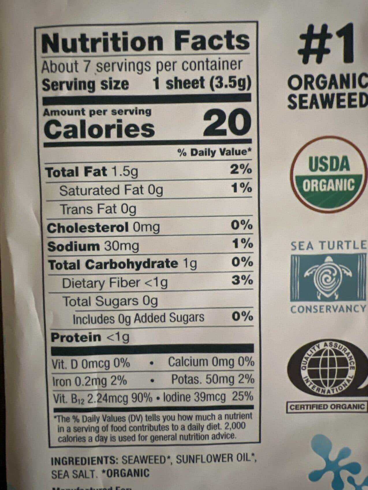 GimMe Organic BigSheets - Premium Roasted Seaweed - Sea Salt packshot