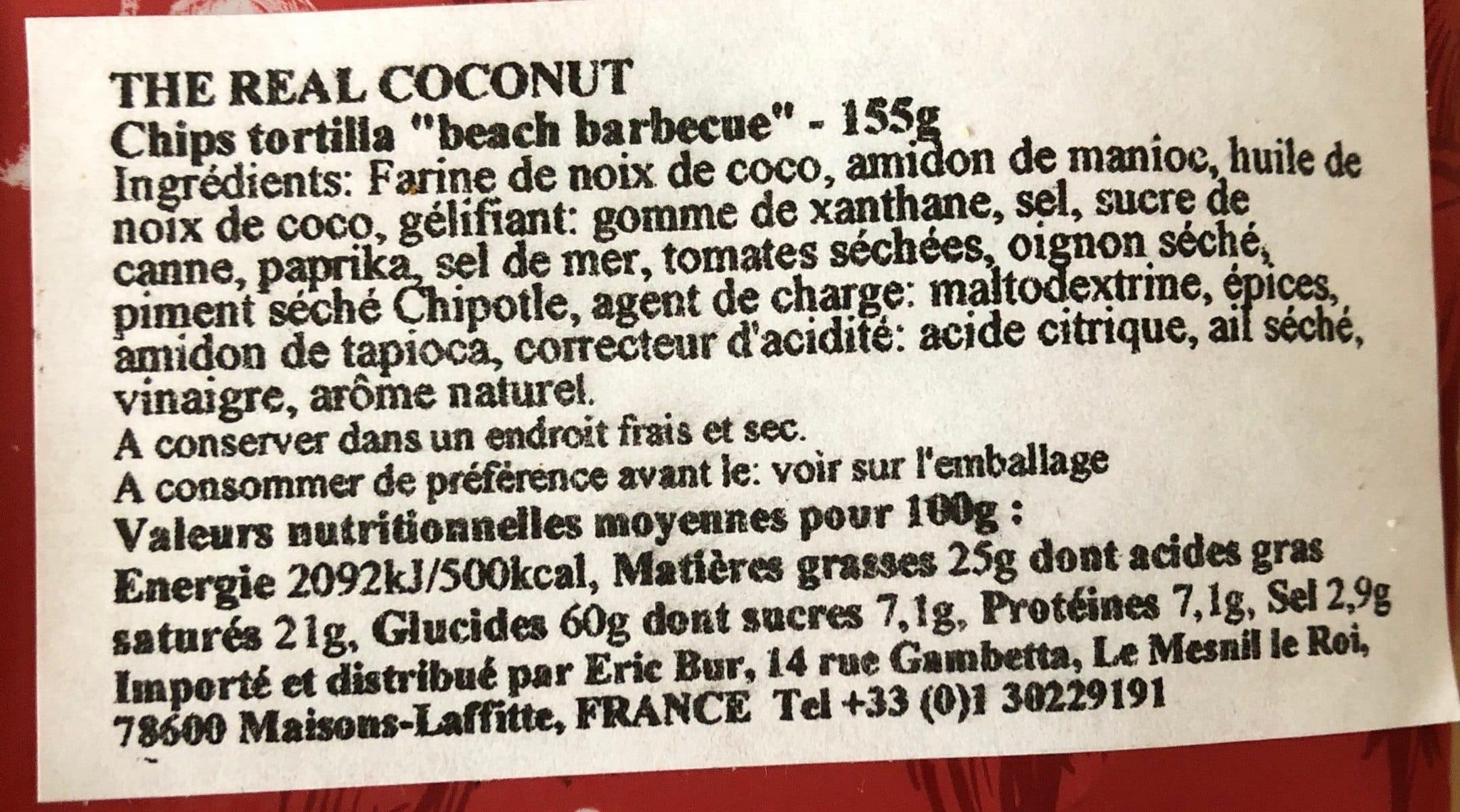 Open Food Facts Beach barbecue coconut flour tortilla chips, beach barbecue packshot