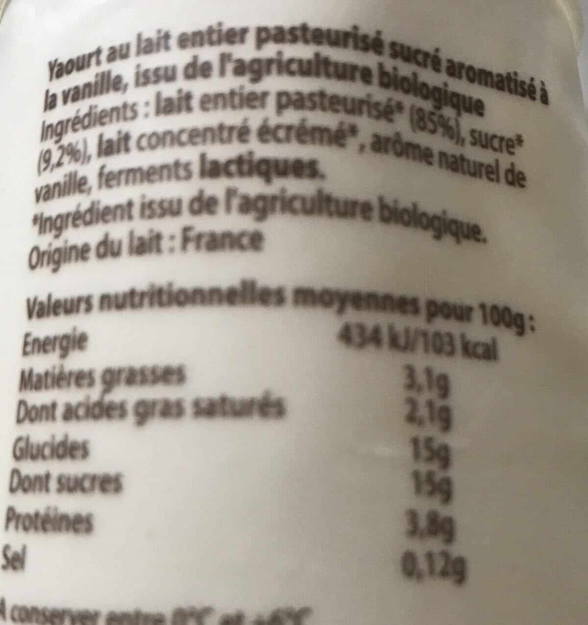 Open Food Facts Yaourt a la vanille bio packshot