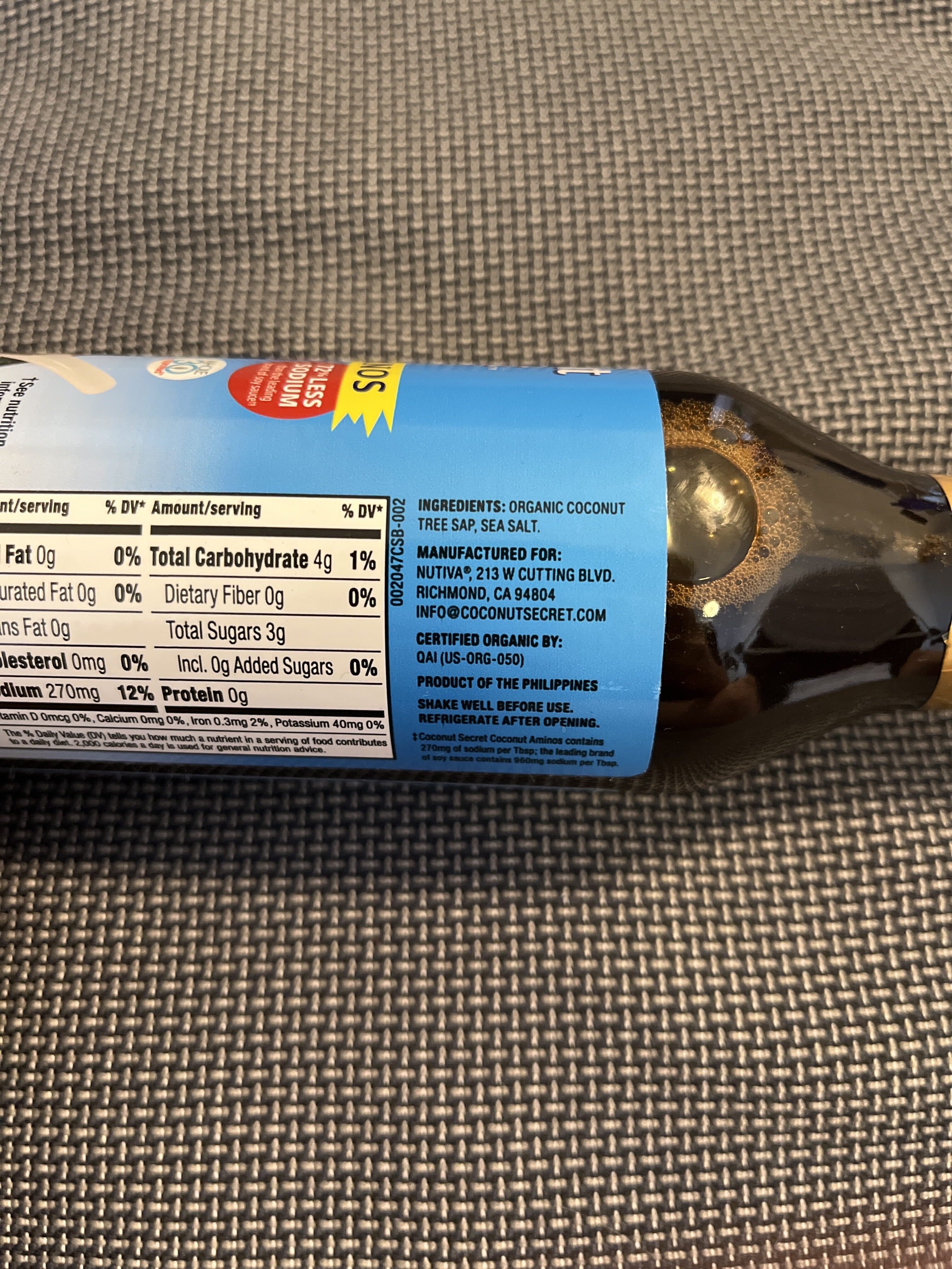 nutiva Coconut Secret coconut aminos ORIGINAL Sweet & Savory packshot