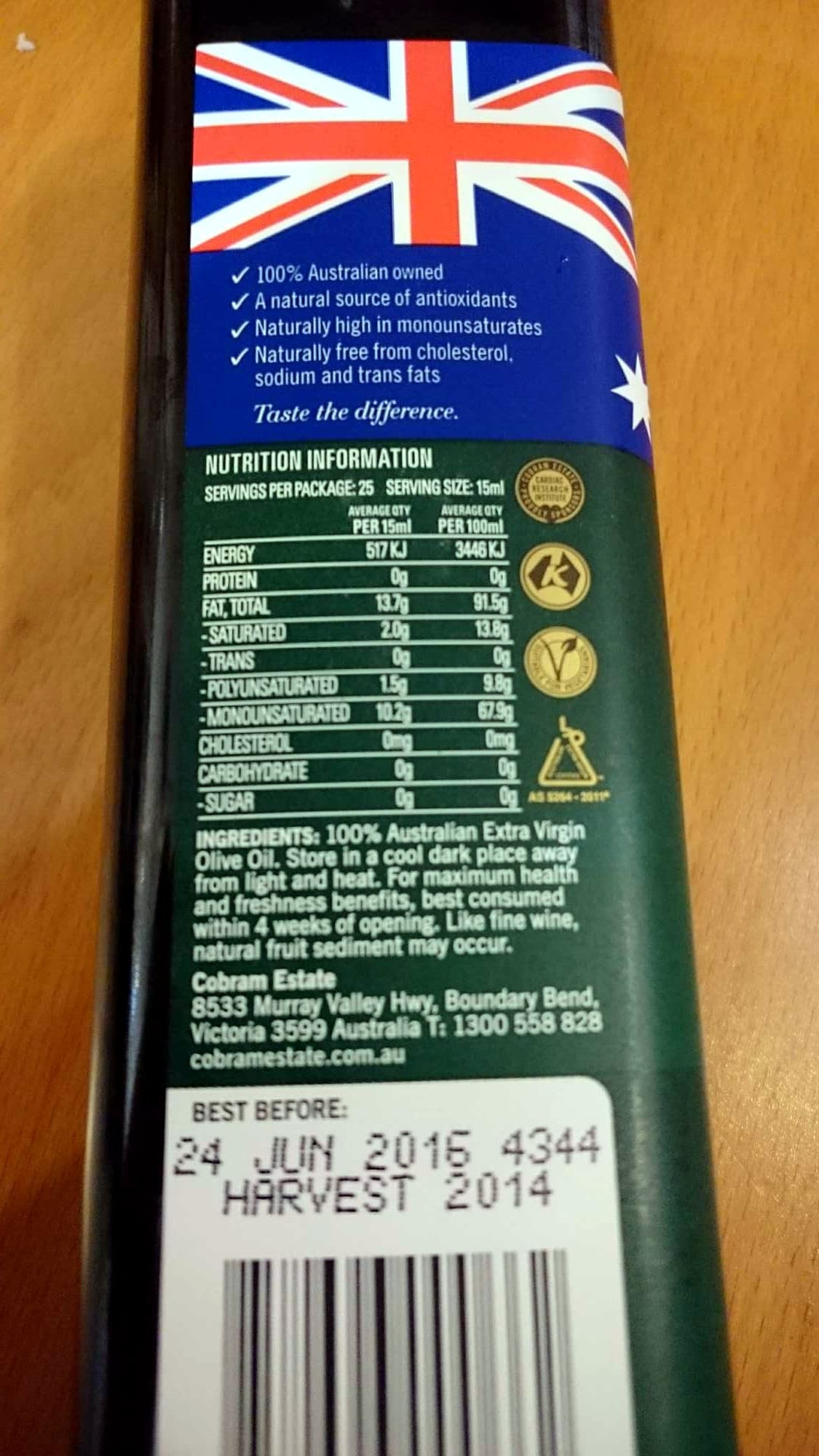 Cobram estate Cobram o/oil x/virg rbust 375ml packshot