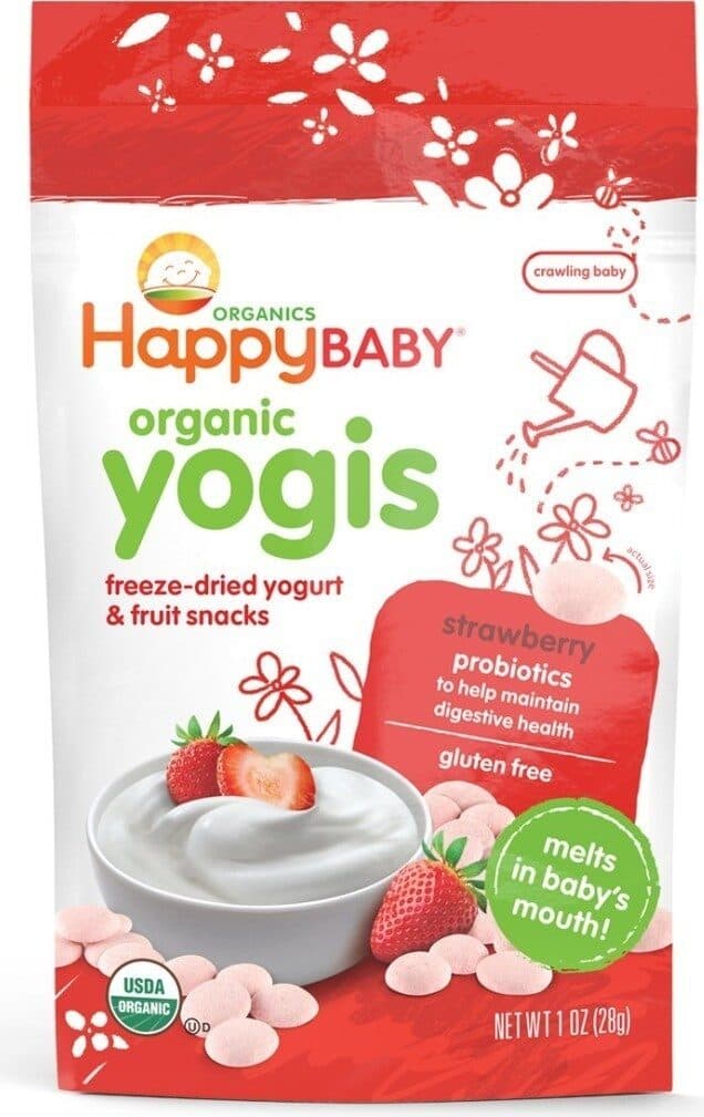 Happy Baby Organic yogis freezedried yogurt fruit snacks strawberry packshot