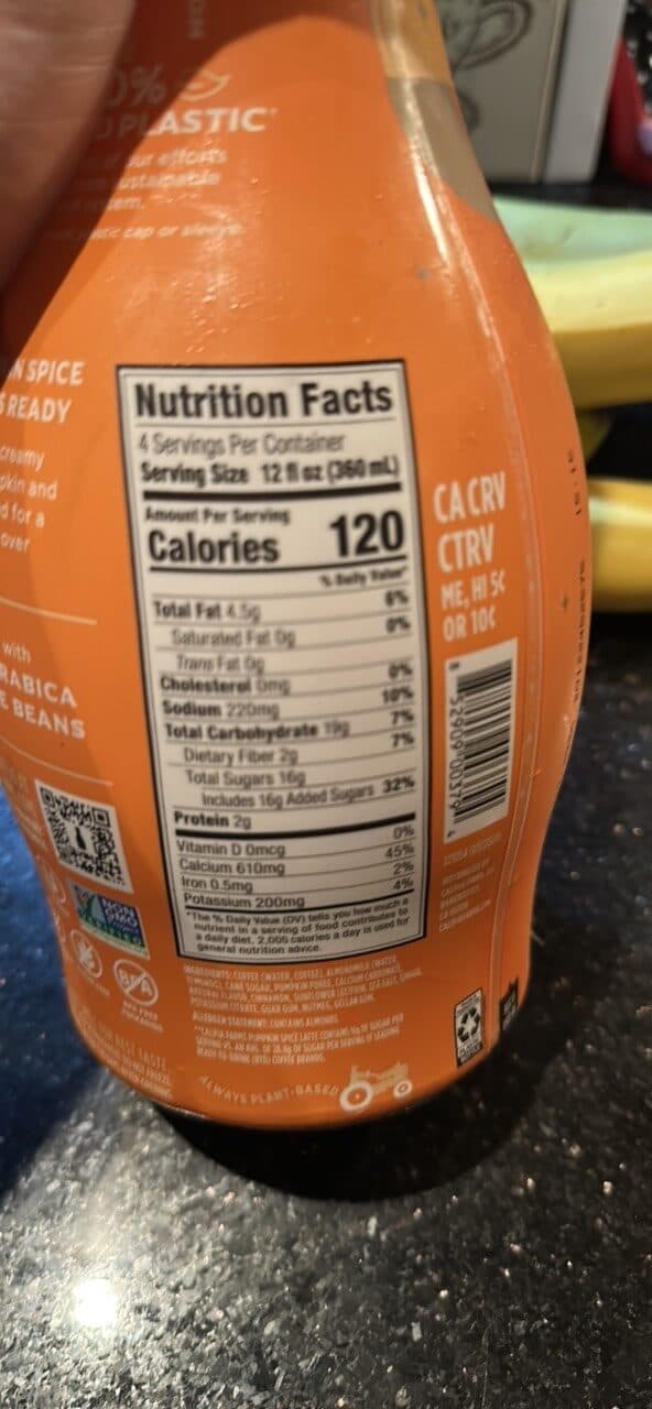 Califia Farms Pumpkin Spice Almond Latte packshot