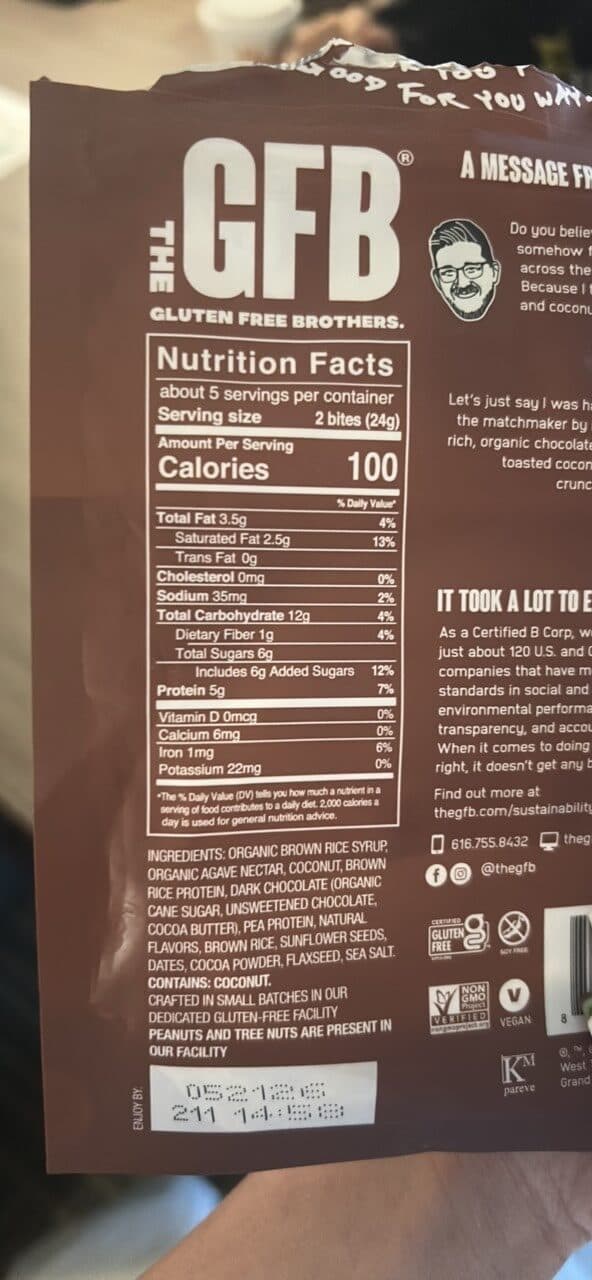 The GFB Dark Chocolate + Coconut Bites packshot
