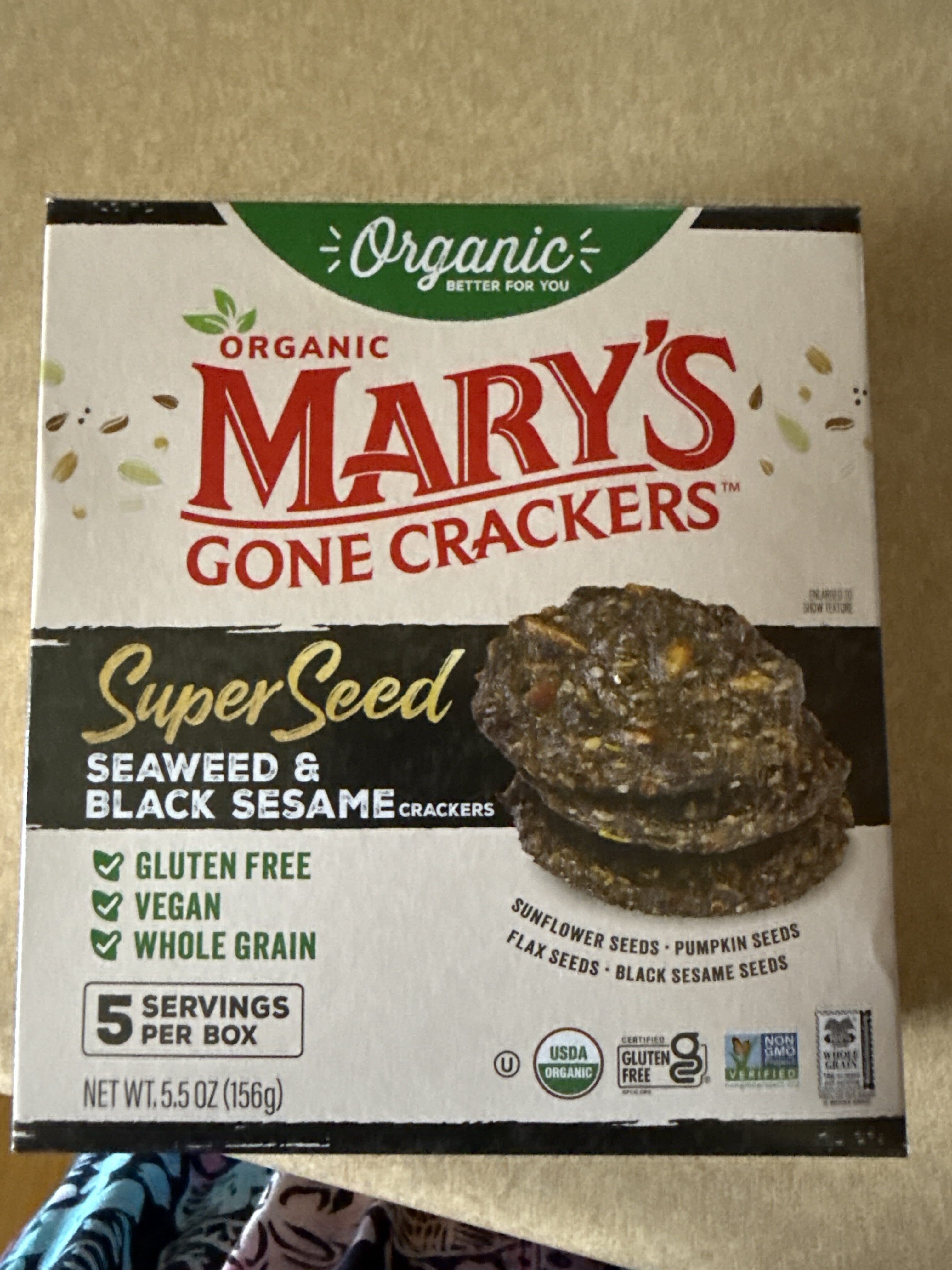 Mary's Gone Crackers Seaweed & black sesame packshot