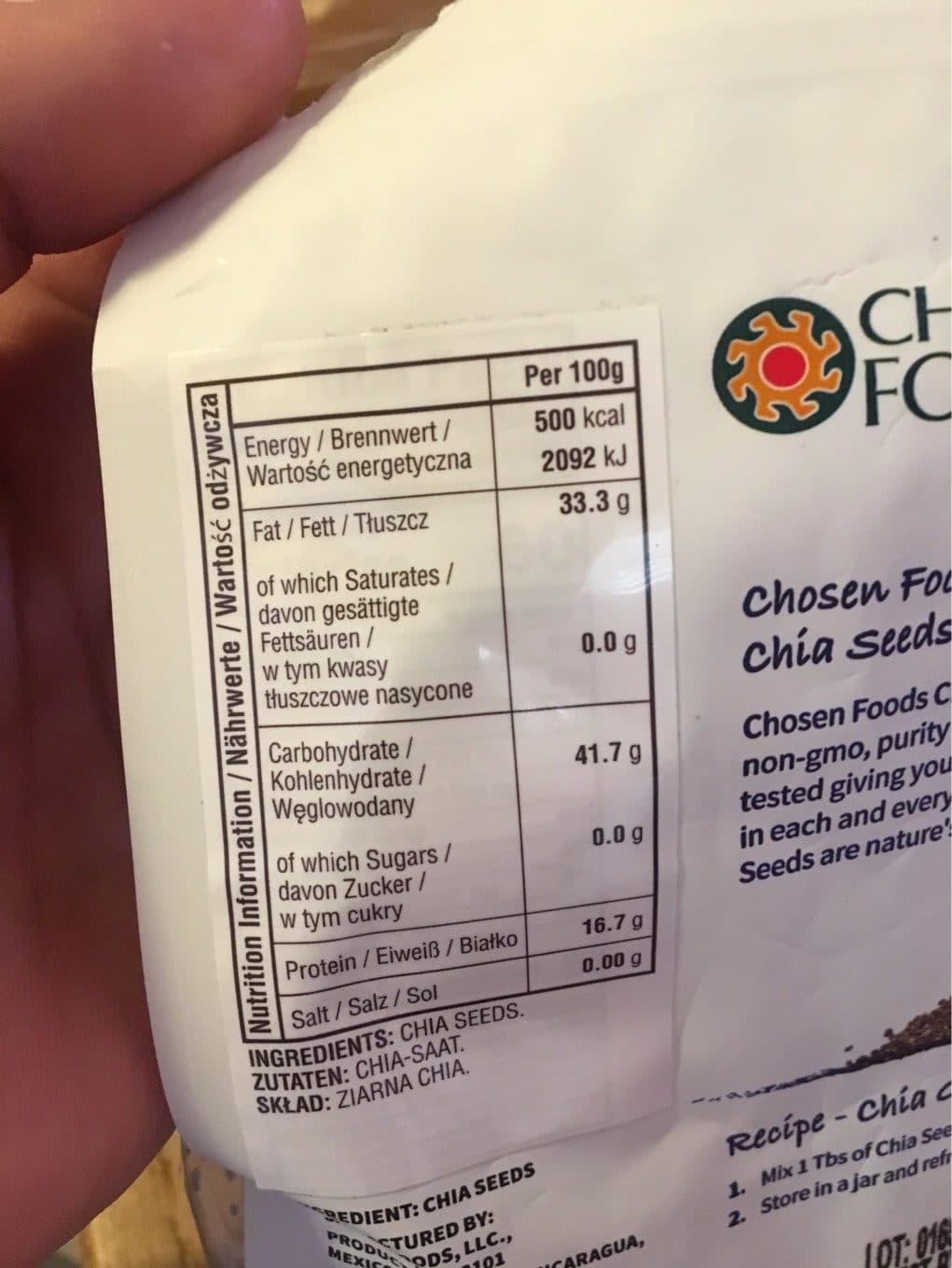 Chosen food Chia Seeds - Conventional packshot