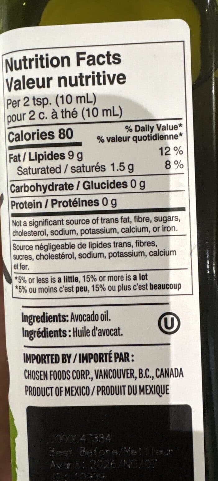 Chosen Foods 100% Pure Avocado Oil packshot