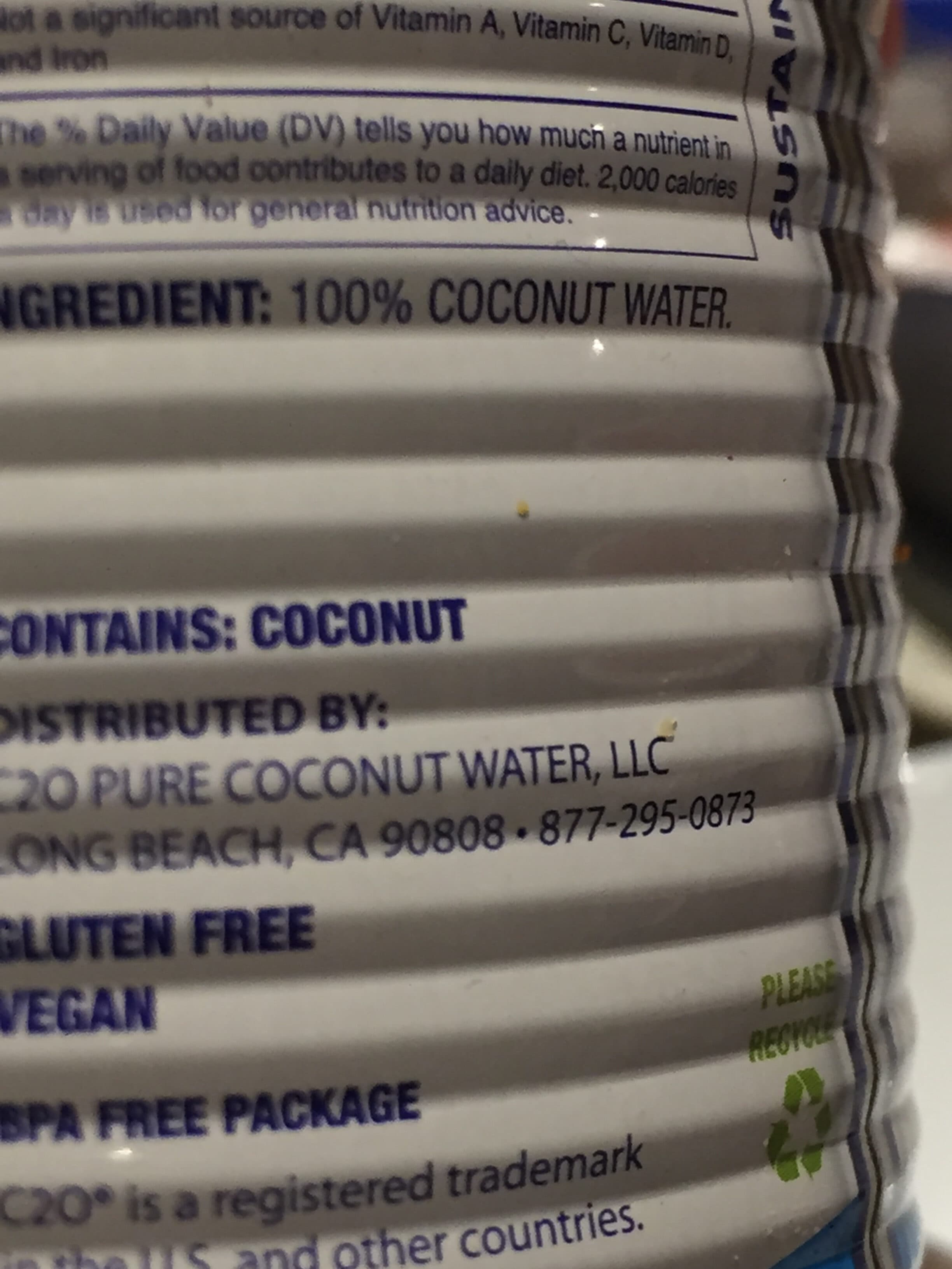 C2O Coconut Water packshot