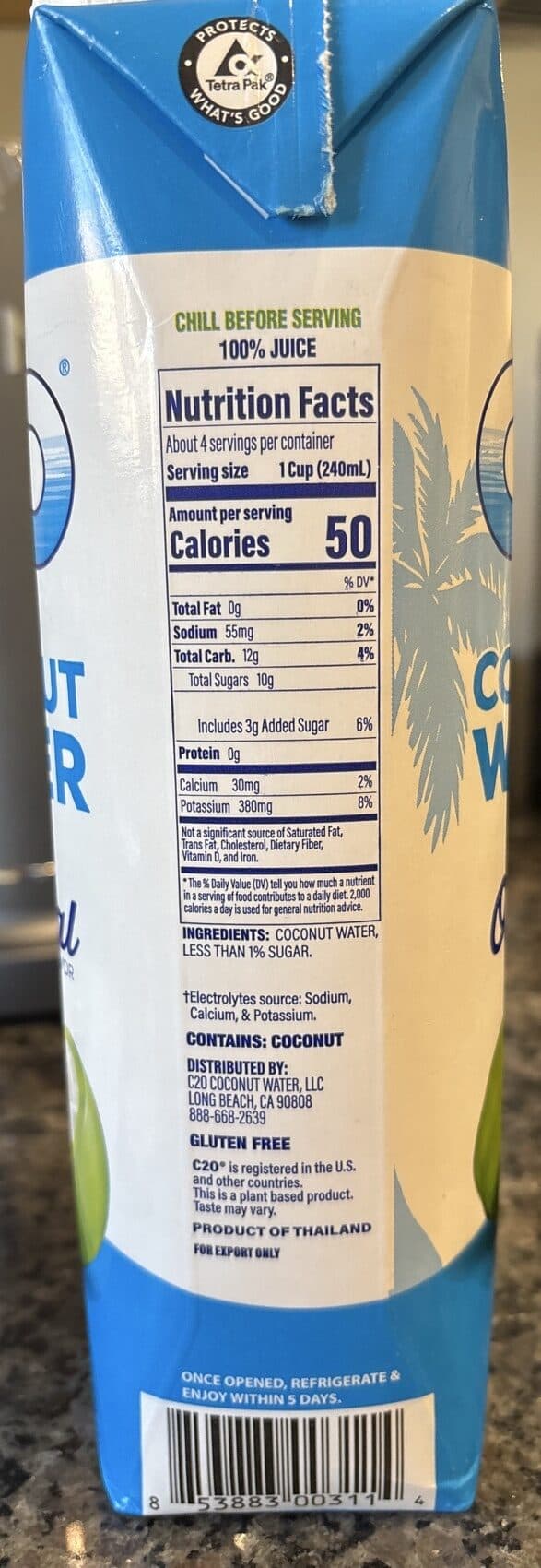 C2O Coconut Water packshot