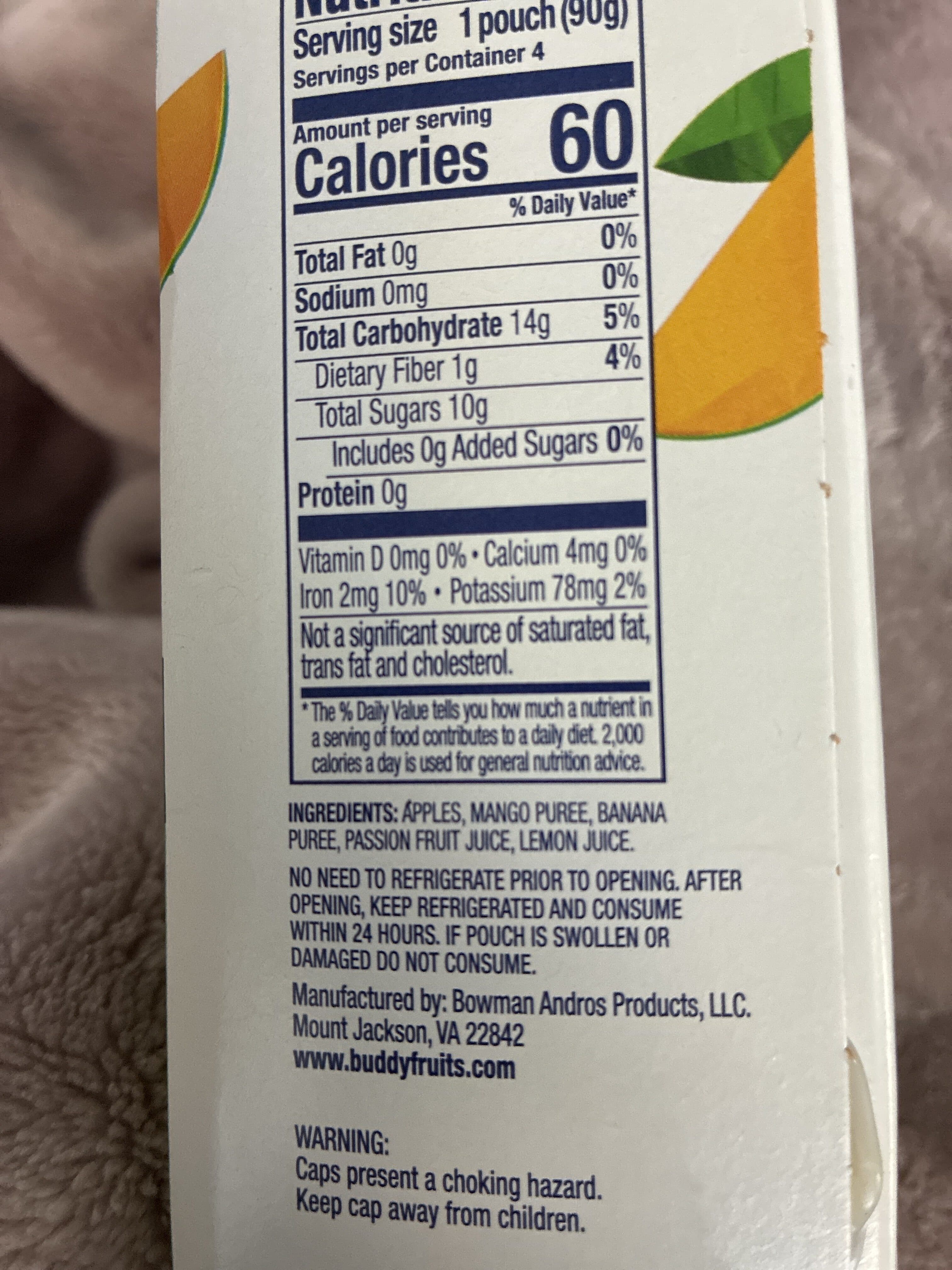 Buddy Fruits Pure Blended Fruit Banana, Passion Fruit & Mango packshot