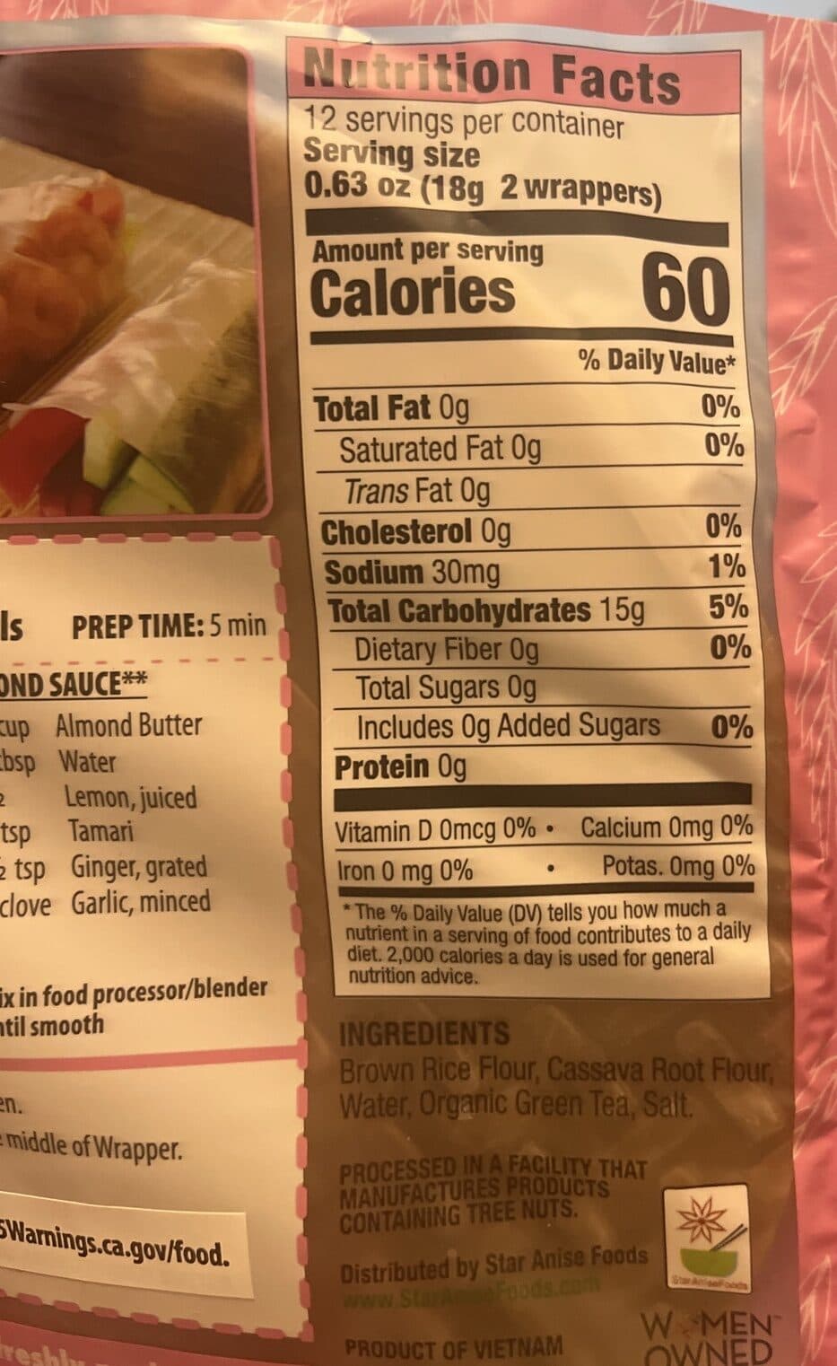 Star Vietnamese brown rice spring roll wrapper packshot