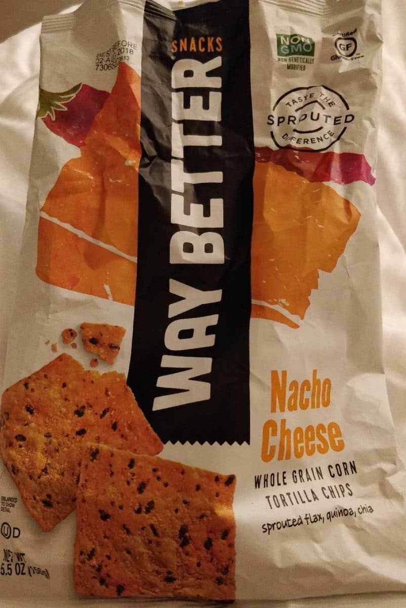 Live Better Brands Llc Way better snacks, whole grain corn tortilla chips, nacho cheese packshot