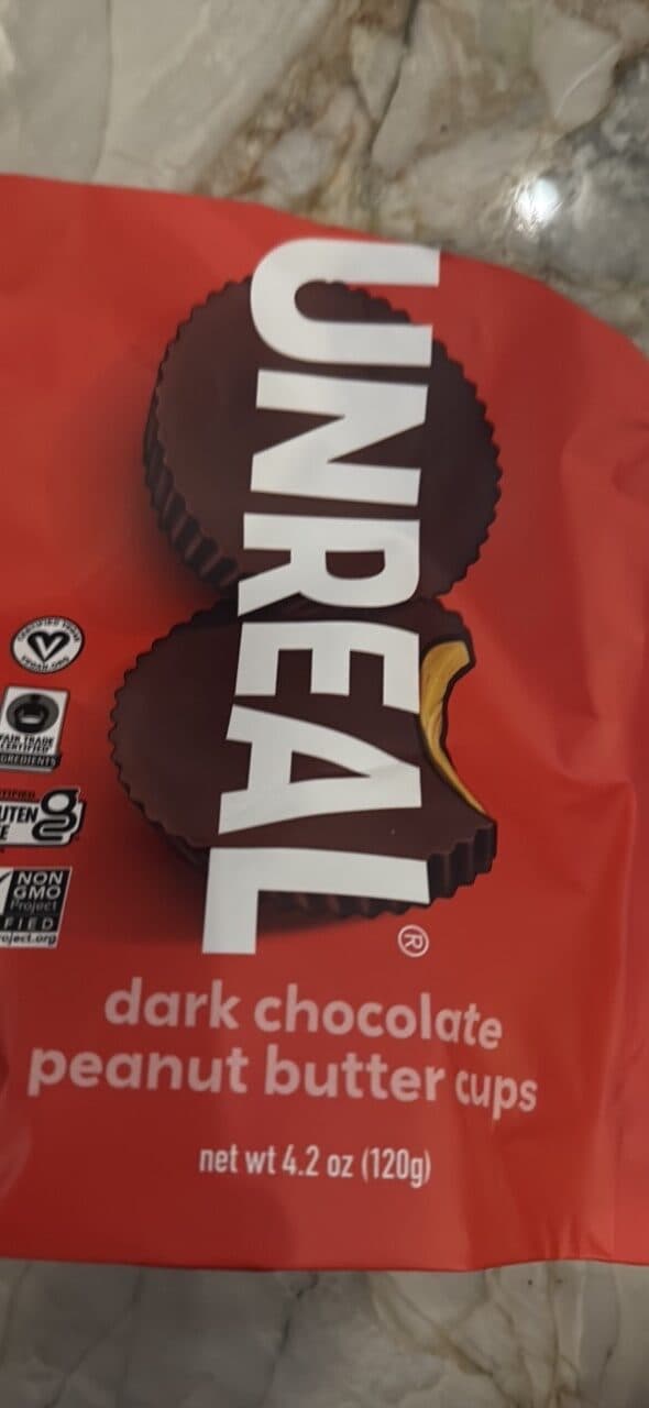 UNREAL dark chocolate peanut butter cups packshot