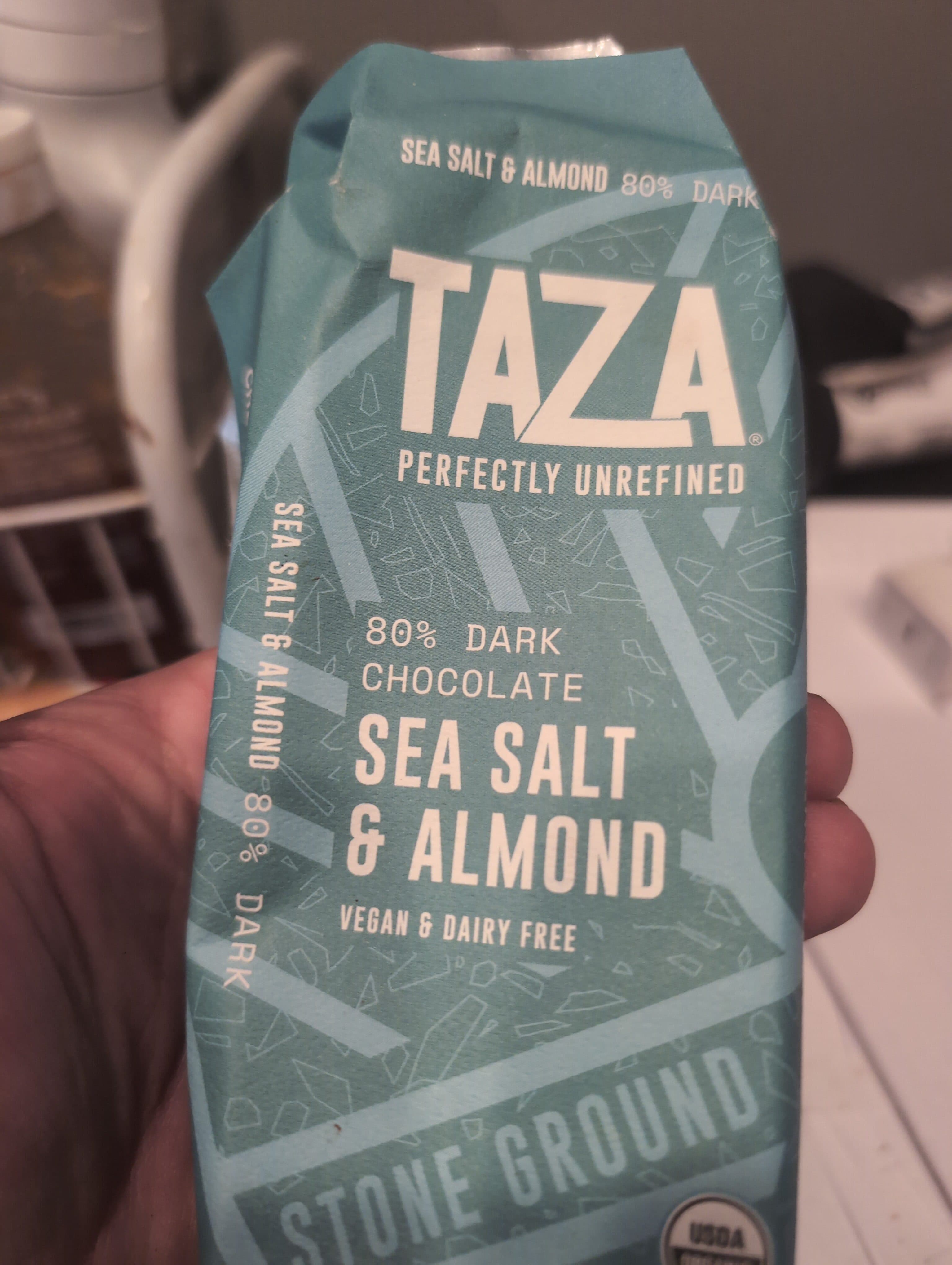Taza Chocolate 80% Dark Sea Salt & Almond Organic Dark Chocolate packshot