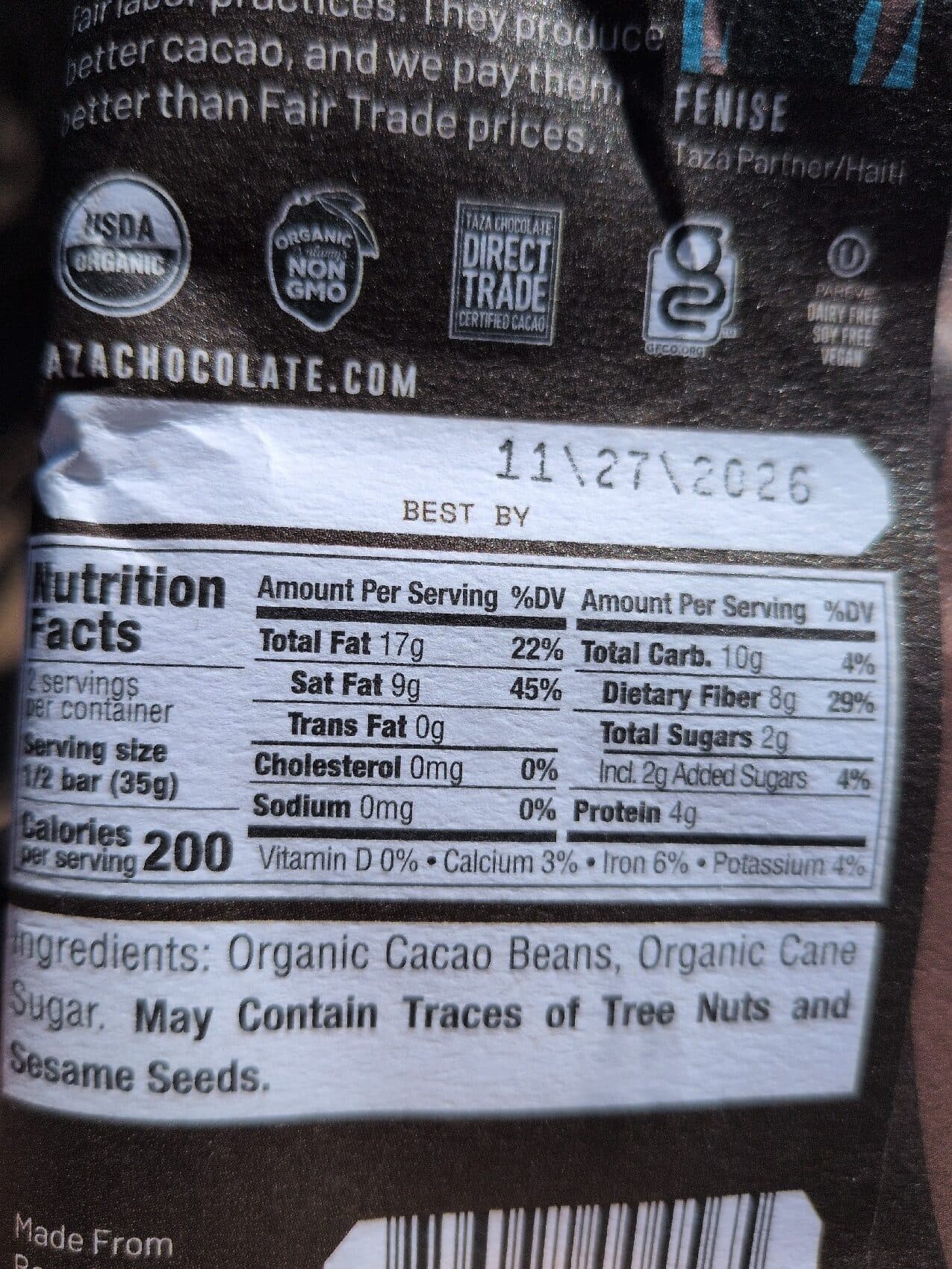Taza Chocolate Wicked Dark Organic Dark Chocolate packshot