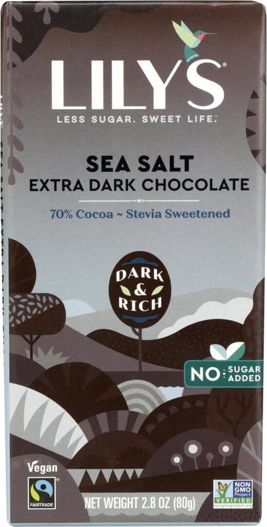 LILY'S SEA SALT EXTRA DARK CHOCOLATE STYLE BAR packshot