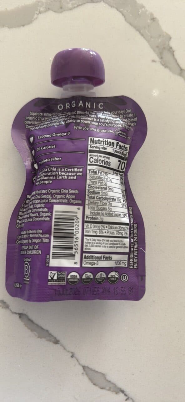 Mamma Chia Chia Squeeze Vitality Snack Blackberry Bliss packshot